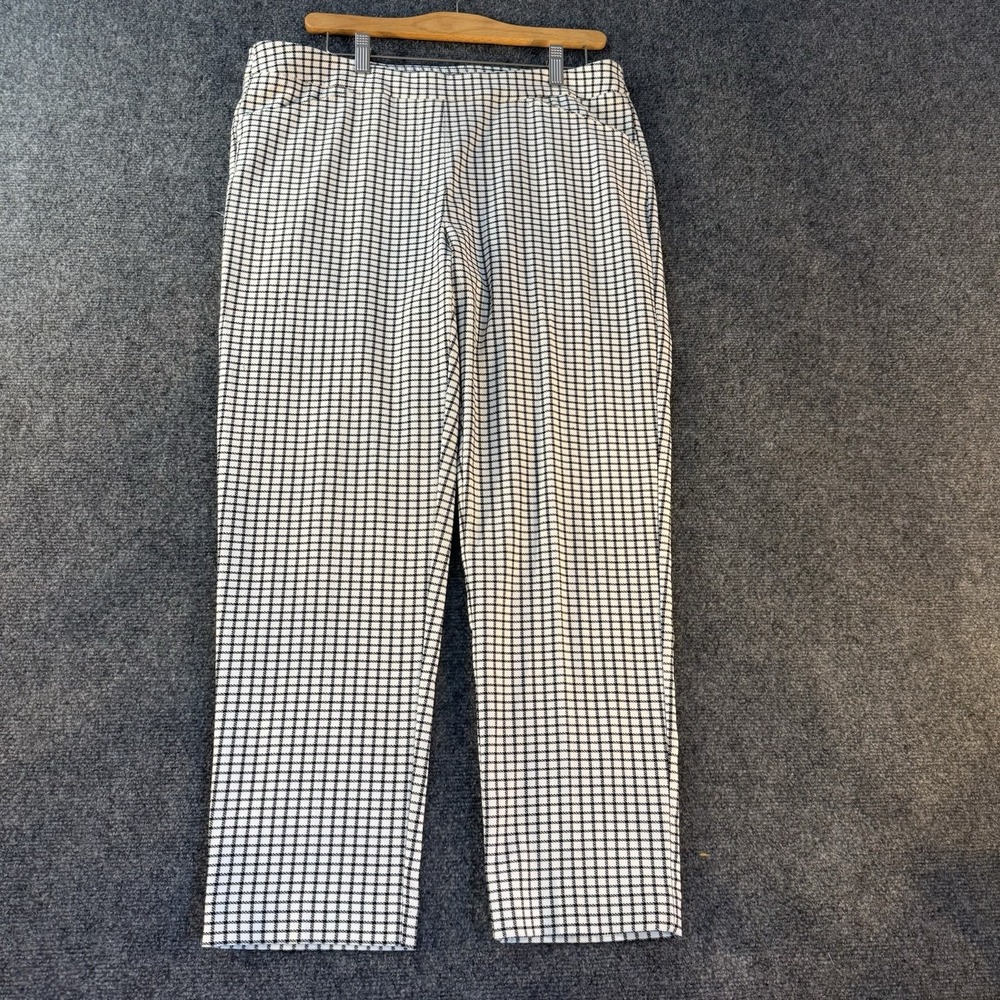 Zac & Rachel Women's Size 12 Black White Windowpane Check Ankle Pants Stretch